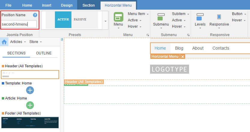 Joomla templates horizontal menu nav